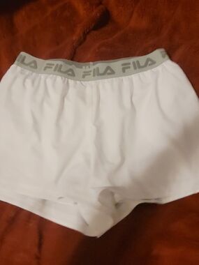 FILA White Athletic Shorts with Grey Logo Waistband